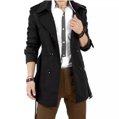 Men's Winter Slim Double Breasted Trench Coat Long Jacket Overcoat Outwear | 1002