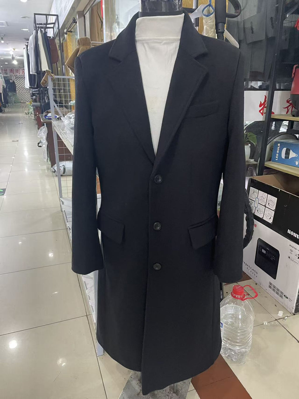 Herren Trenchcoat aus Wolle mit Umlegekragen, lang, aus Wolle und Wollmischungen, Wolljacke, Mantel | JJ-YF601 