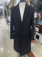 Herren Trenchcoat aus Wolle mit Umlegekragen, lang, aus Wolle und Wollmischungen, Wolljacke, Mantel | JJ-YF601 