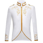 Medieval Royal Prince Jacket | Gold Embroidered Stand Collar Coat | Halloween Noble Cosplay Costume for Men & Women
