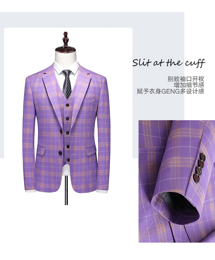 Men's Slim Fit Wedding Suit Three-Piece Set | Modern Groom Business Suit | Fashion Business Banquet Blazer | 6920