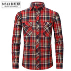 Herren Slim Wear Plaid Premium Langarm Doppeltasche Flanell Außenhandelshemd | M501 
