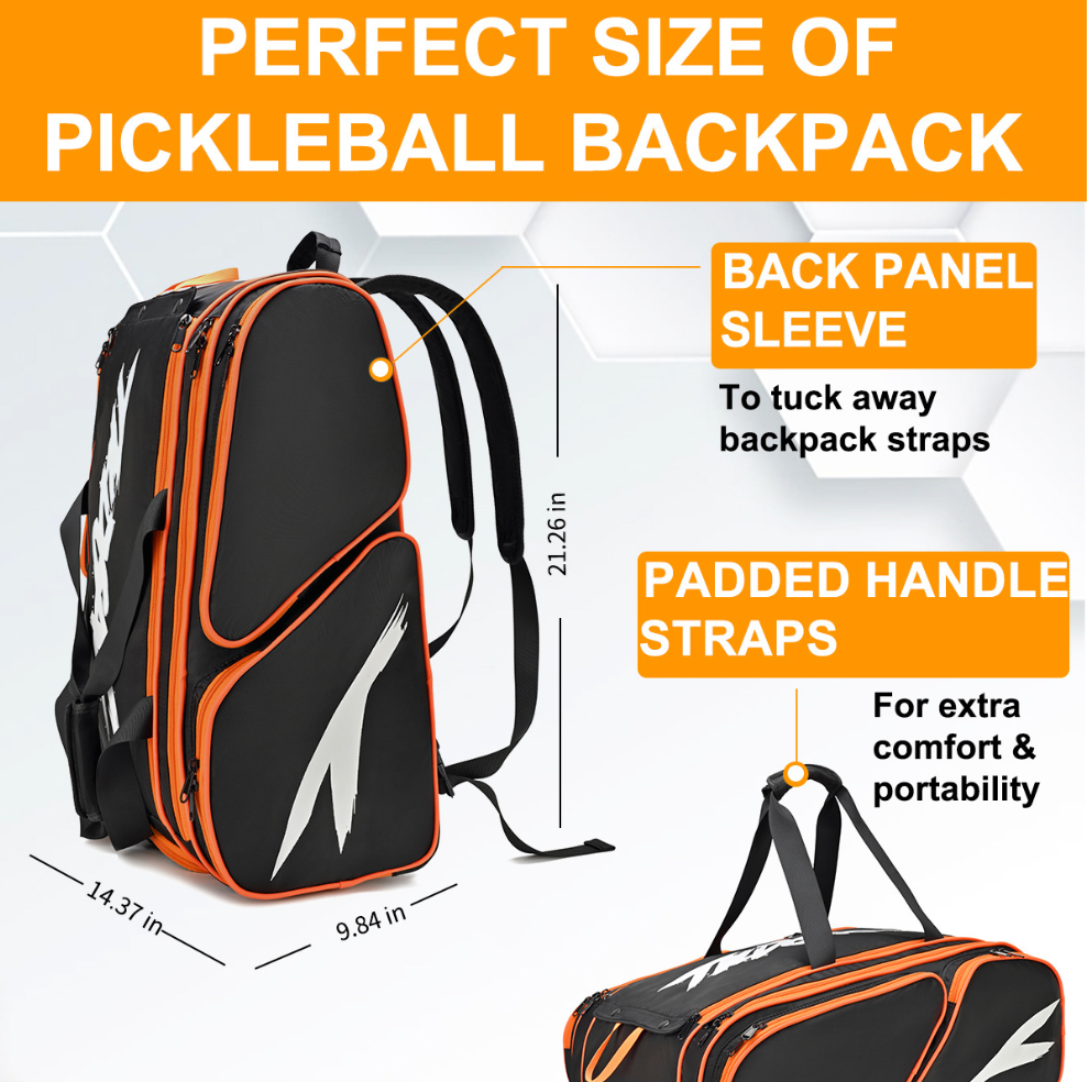 Großer Fitness- und Sportrucksack – Perfekt für Pickleball, Tennis, Camping und Wandern | 61-P2439 
