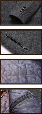 Herren Business Wolljacke Umlegekragen Slim Fit Warm Mittellanger Trenchcoat 