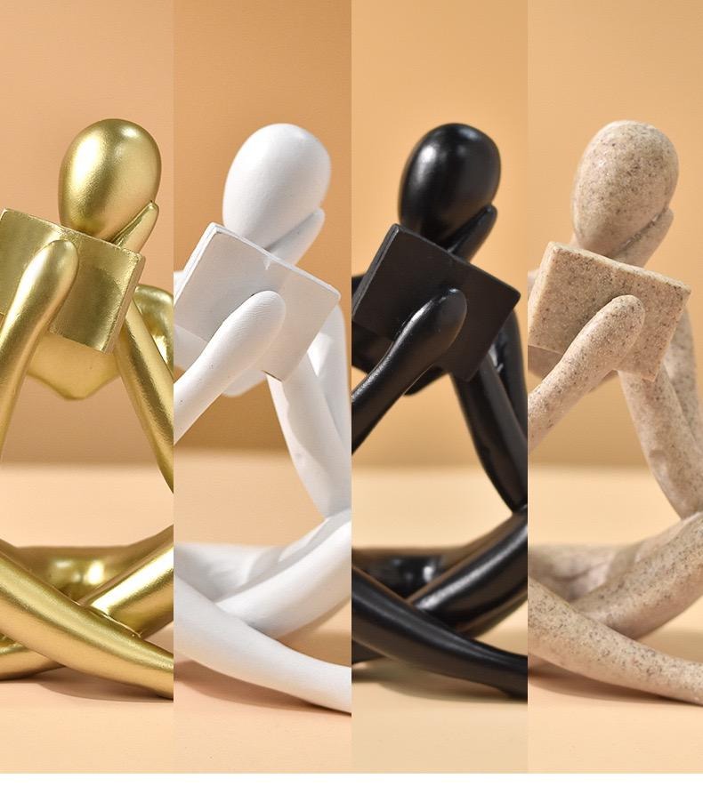 Buchleser-Tischskulptur, modernes dekoratives Ornament für stilvolle Heimdekoration | BY230613 