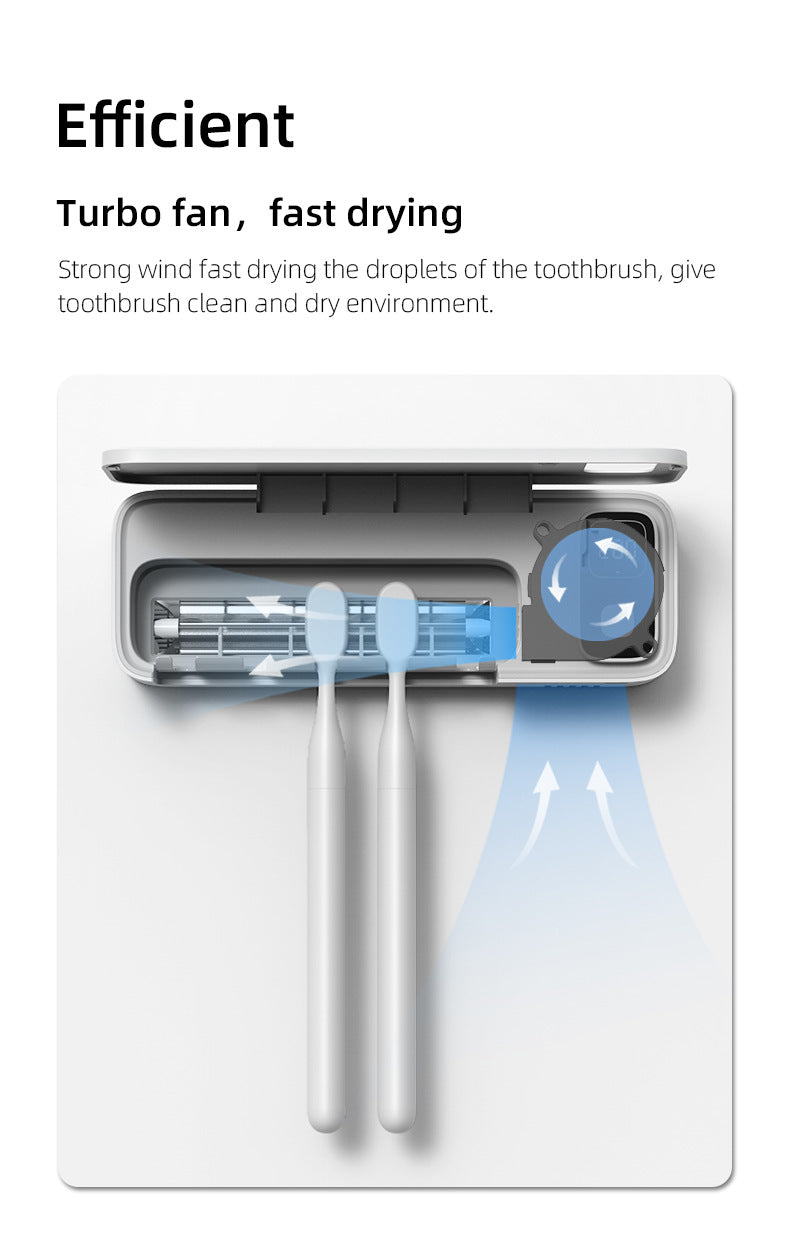 UVC Toothbrush Sterilizer Wall-Mounted Family Holder with USB Charging & Fan Drying | S138