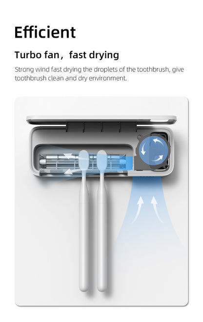 UVC Toothbrush Sterilizer Wall-Mounted Family Holder with USB Charging & Fan Drying | S138