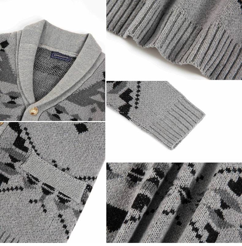 Herren Wind Jacquard Strickpullover Langarm Oberbekleidung Jacke Top | SY0052 