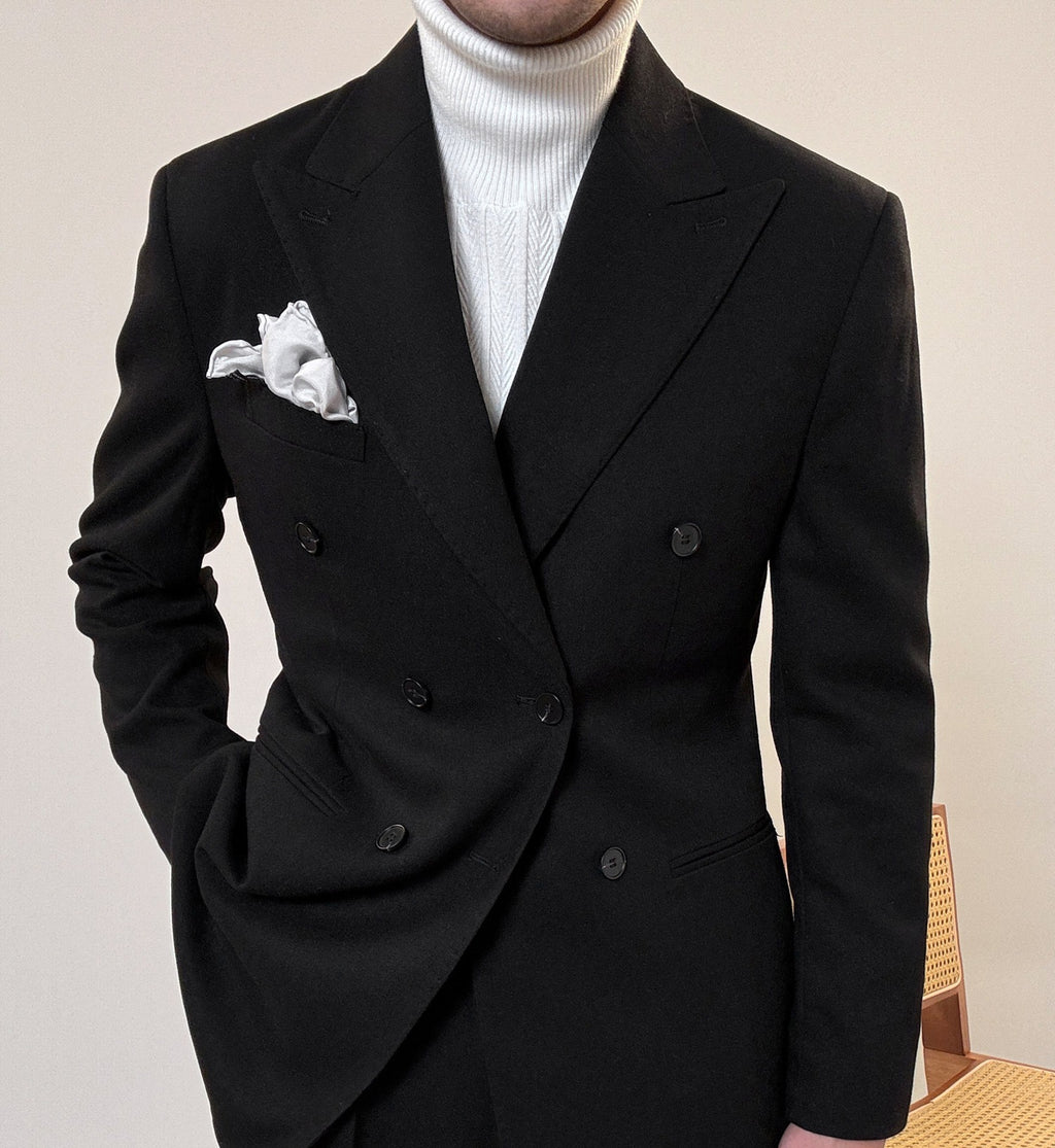 Hochwertiger italienischer zweireihiger Herrenanzug mit Reverskragen, leger, formell, 2-teilig, Anzugjacke und Hose | JSN692 