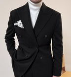 Hochwertiger italienischer zweireihiger Herrenanzug mit Reverskragen, leger, formell, 2-teilig, Anzugjacke und Hose | JSN692 