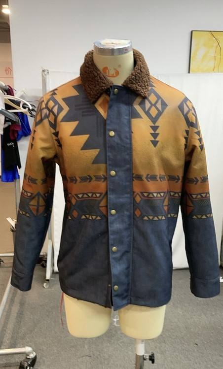Herren Plus Size Casual Aztec Geometric Print Fleecejacke Streetwear Herbst Winter Loose Fit Mantel | TS-6594 