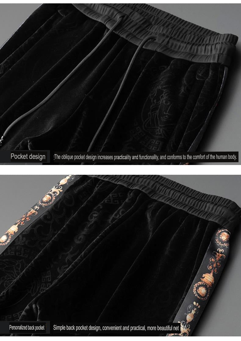 Hochwertiger, warmer, vielseitiger 2-teiliger Sportanzug mit Kapuze aus Samtstoff | 2091 