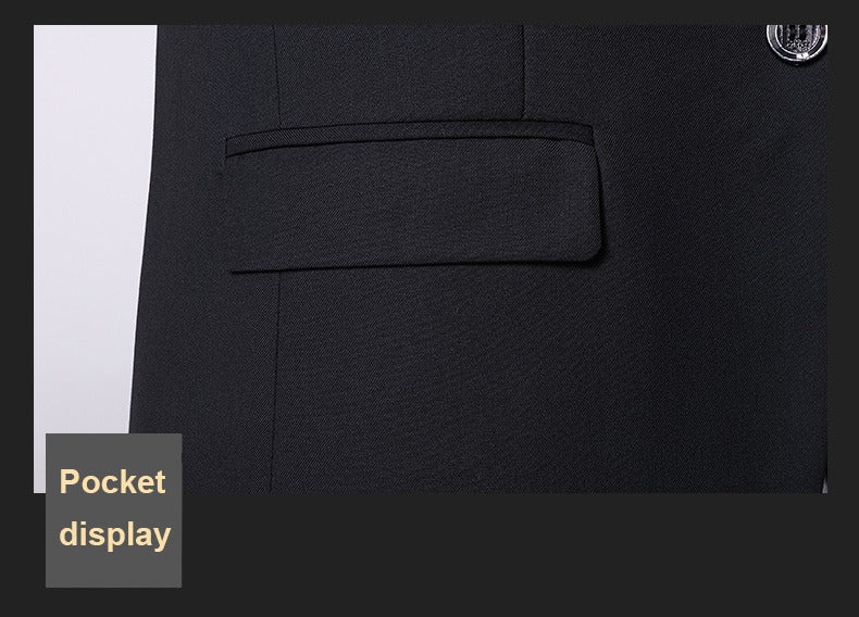 3-teiliger Slim Fit-Anzug für Herren in luxuriöser Qualität fürs Büro, Hochzeit, formelle Kleidung, Bräutigam, Business-Jacke, Weste und Hose | AD3006 