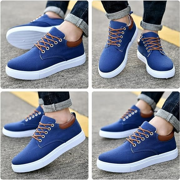 Chaussures décontractées en toile à lacets pour hommes, baskets plates et confortables, tendance été printemps | R009 