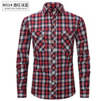 Herren Slim Wear Plaid Premium Langarm Doppeltasche Flanell Außenhandelshemd | M501 