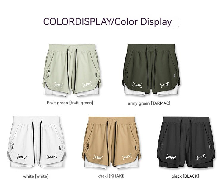 Neue Doppeldecker-Laufshorts Fitness Workout Bermuda Schnelltrocknende Kurze Hosen Unterteile | K-55 