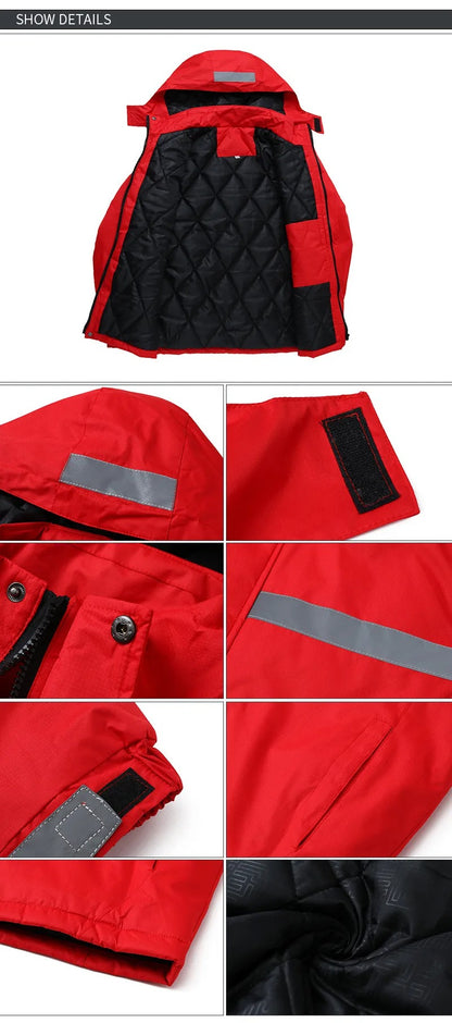 Men's Multi Reflective Strips Work Thick Outdoor Safety Jackets Warm Breathable Walking Cycling Winter Jackets | H2828