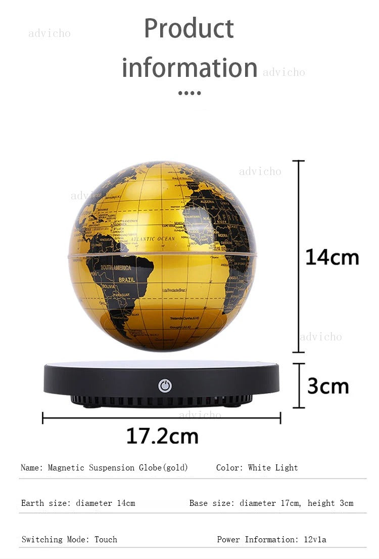 Lampe de table de luxe en forme de globe magnétique en lévitation, globe terrestre flottant, décoration pour la maison et le bureau, cadeau avec veilleuse | 