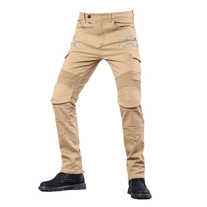 MOTOJSMT Motorcycle Riding Jeans | Casual Cargo Pants with Protective Armor | Zipper Pocket Racing Trousers for Summer | MOTOJSMT