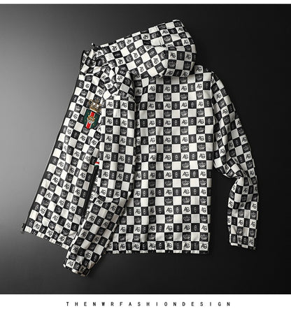 Men's Bomber Jacket Jogging Hooded Coat Streetwear Slim Casual Thin Jacket | D208-JK83001