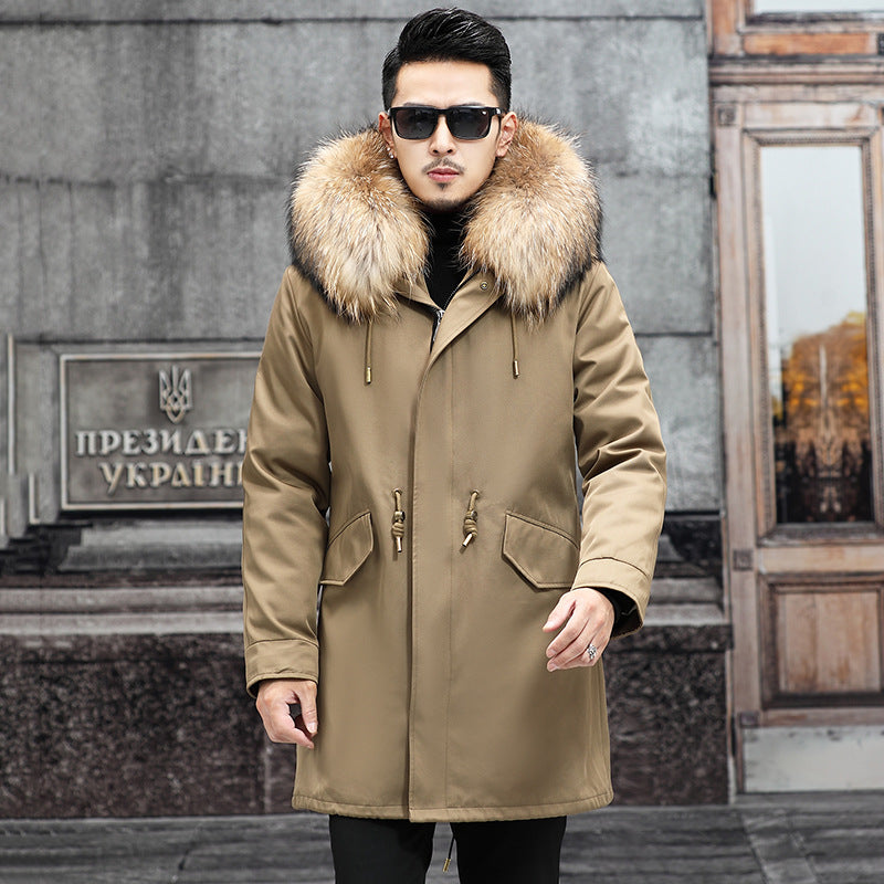 Snow Lotus Men's Mink Fur Parka | 2025 Winter Detachable Mink Lining Long Coat | Luxury Slim-Fit Fur-Trimmed Jacket | 215