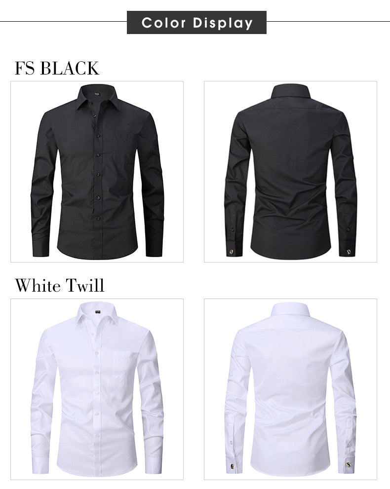 Herren Langarmhemd Gestreift Business Einfarbig Arbeit Formal Freizeithemd | FS05 
