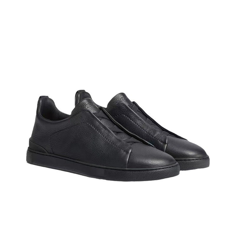 New Genia Men's Slip-On Loafers | Genuine Leather Luxury Sneakers with Sheepskin Lining | Premium Casual Driving Shoes | 6188
