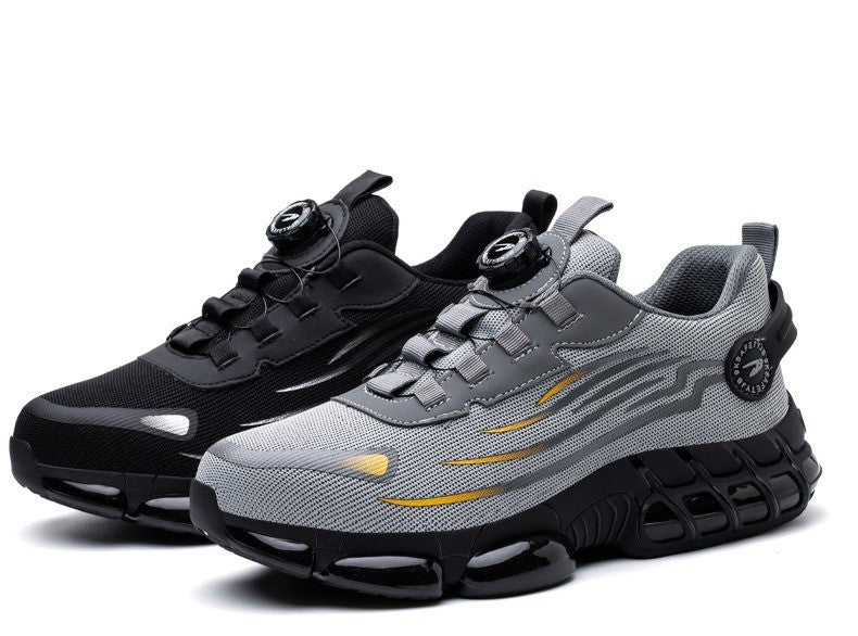 Leichte Sicherheitsschuhe mit Stahlkappe für Herren, Arbeitssneaker, gedrehter Knopf, leicht zu tragen, Baustiefel, atmungsaktive Sportschuhe 