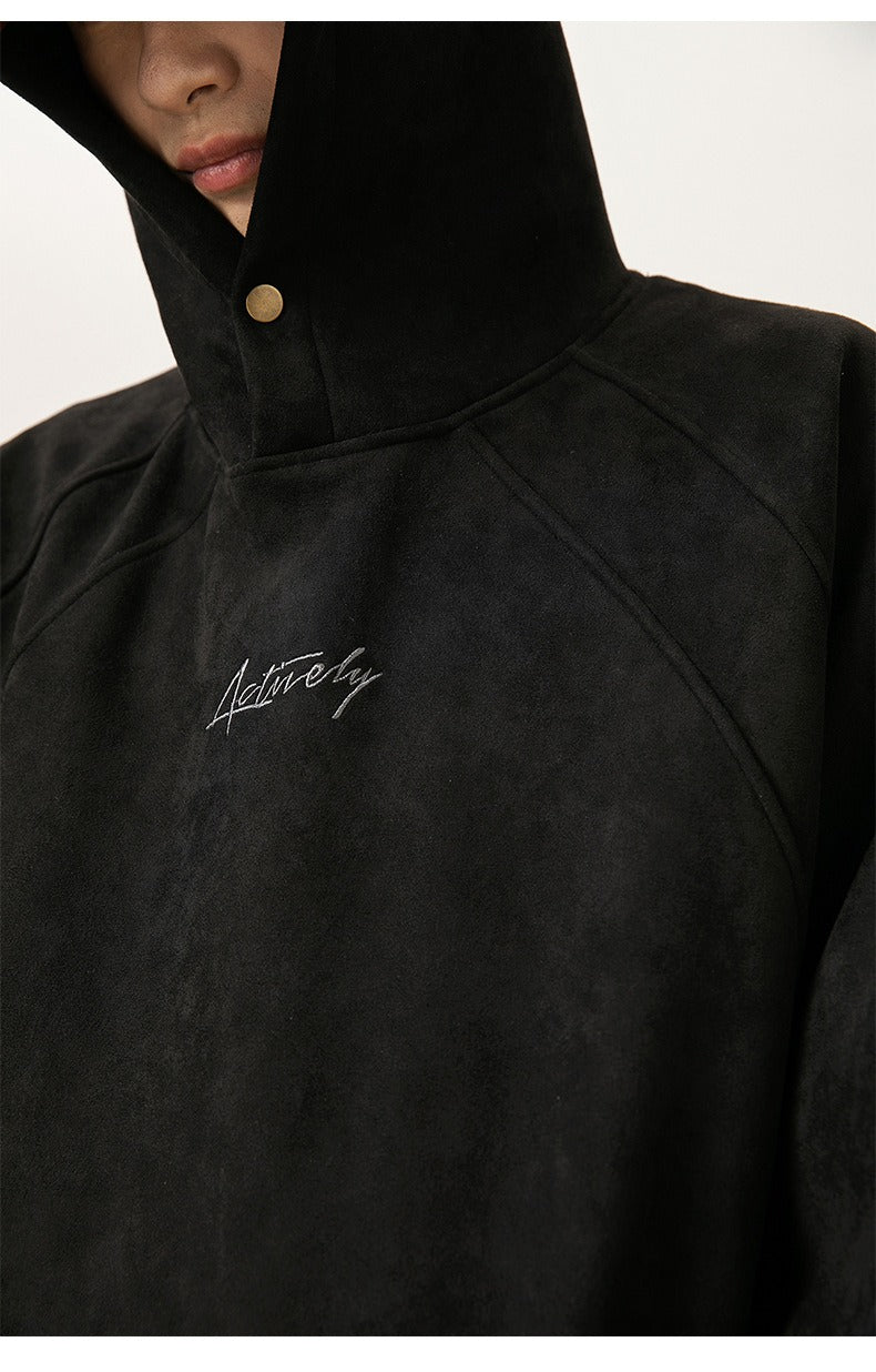 Unisex Kapuzenpullover aus schwerem Wildleder im Retro-Stil im amerikanischen Stil für Herbst und Winter | Locker sitzender Hoodie | L3848 