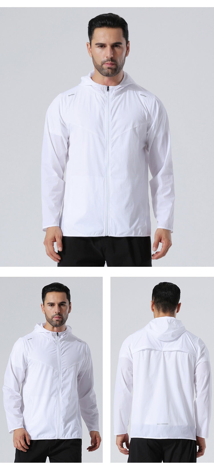 Herren Premium Qualität Reflektierende Streifen Sport Lauf Kapuzenoberteil Wasserdichte Outdoor Windrunner Gym Workout Jacken 