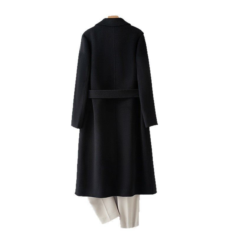 100% Wool Long Trench Coat with Belt | Men’s Knee-Length Double-Faced Wool Overcoat | Premium Winter Outerwear Trench coat