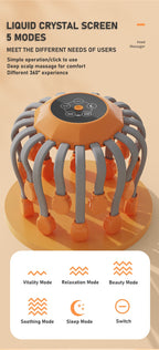 Intelligente Vibrations-Ganzkörper-Entspannungs-Kopfhautmassagemaschine lindert Müdigkeit Elektrisches Oktopus-Kopfhautmassagegerät | MZ-HM156 