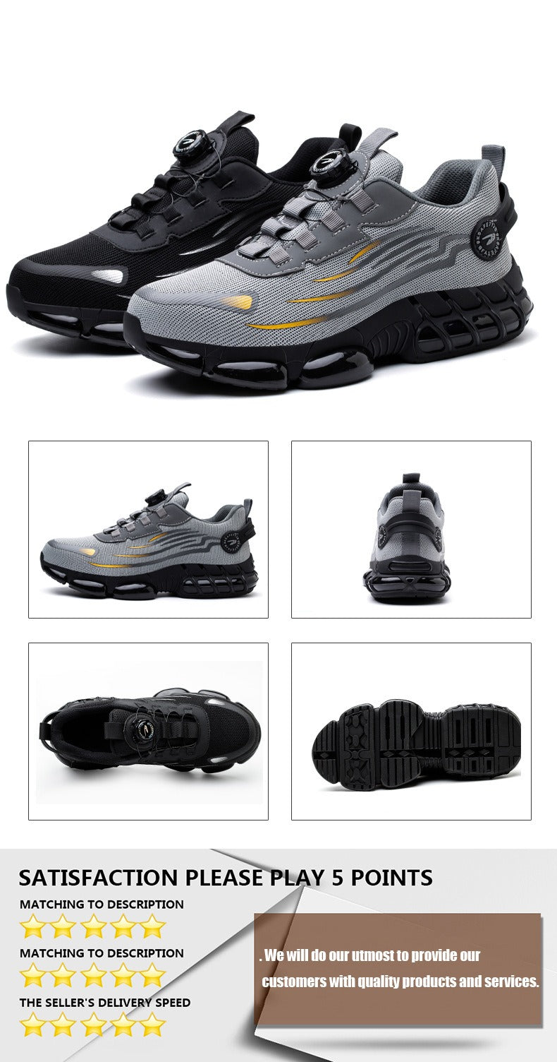 Leichte Sicherheitsschuhe mit Stahlkappe für Herren, Arbeitssneaker, gedrehter Knopf, leicht zu tragen, Baustiefel, atmungsaktive Sportschuhe 