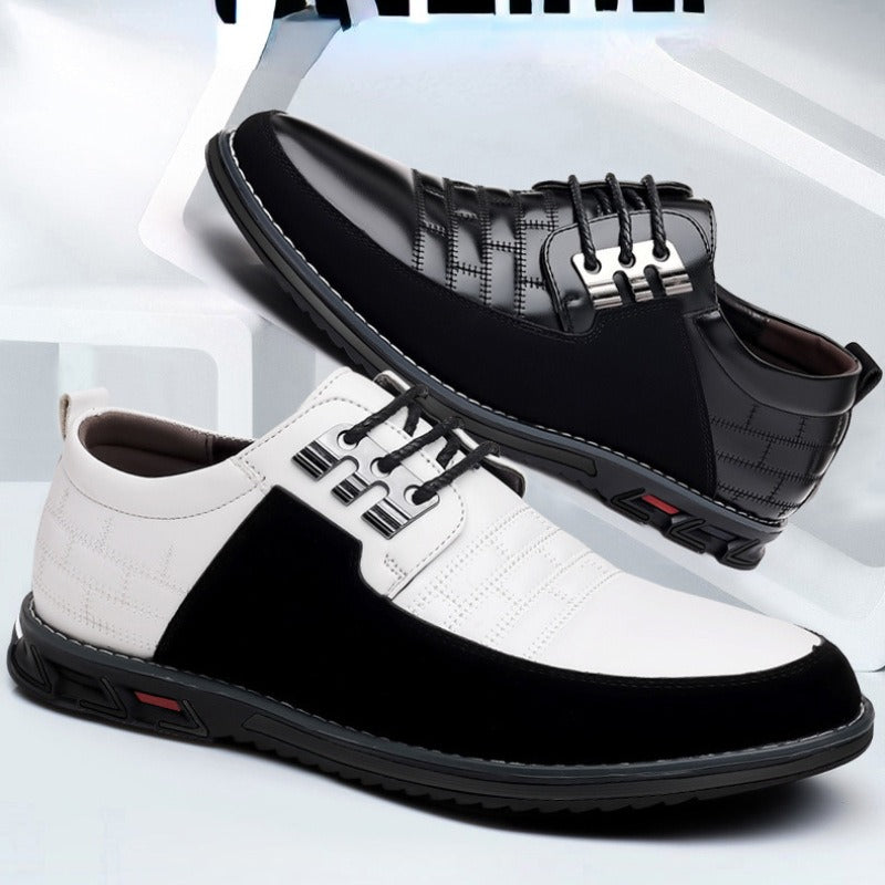 Herren-Derby-Schuhe im britischen Stil mit Karomuster, rutschfeste Leder-Loafer, Mokassins, Hochzeitsschuhe |