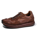 BRIGHT FEATHER Italian Handmade Men's Horsehide Derby Shoes | Vintage Distressed Thick Sole Genuine Leather Trainers