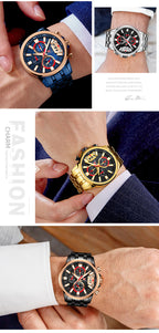 Herren Edelstahl Uhren Chronograph Uhr Luxus Leuchtende Quarz Armbanduhr | MF0352G 