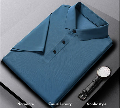 Herren Sommer Nahtloses T-Shirt Aus Eisseide Einfarbig Kurzarm Lässiges Stretch-Poloshirt | Y678 