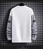 Polo-Langarmshirt mit Hose, Golf-Poloshirt, Pullover-Set, lässiges Waffel-Oberteil mit Rundhalsausschnitt für Herren 