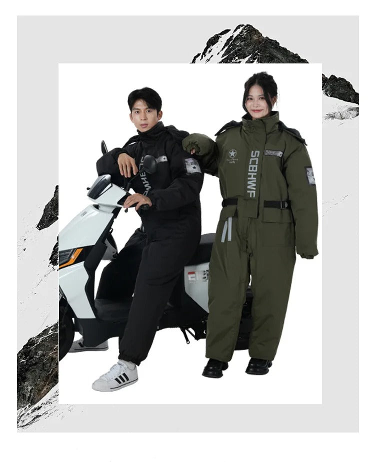 Men's & Women's Winter Ski Suit | Waterproof Windproof Fleece Jumpsuit | Cold Weather Motorcycle Riding Suit | 807