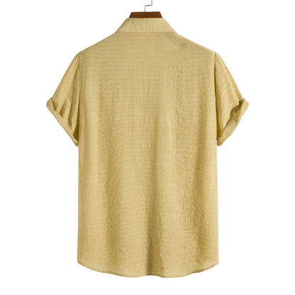 Klassisches, einfarbiges Jacquard-Kurzarmhemd für Herren | 16/172022 