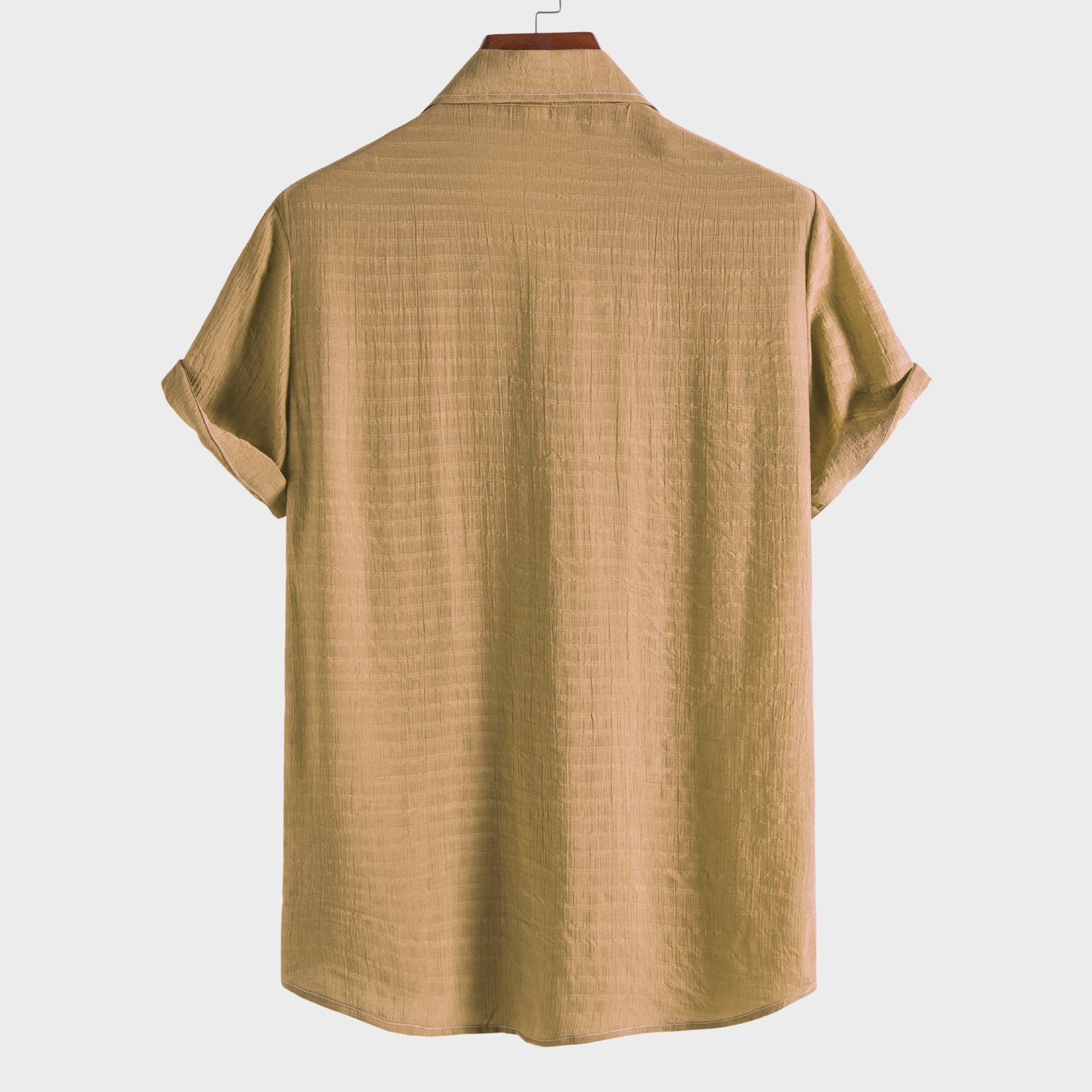 Klassisches, einfarbiges Jacquard-Kurzarmhemd für Herren | 16/172022 