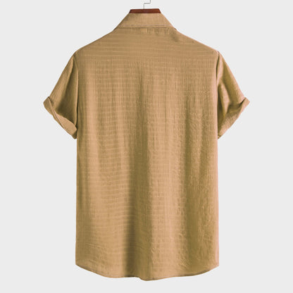 Klassisches, einfarbiges Jacquard-Kurzarmhemd für Herren | 16/172022 