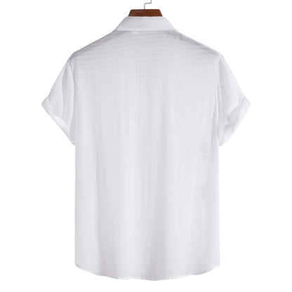 Klassisches, einfarbiges Jacquard-Kurzarmhemd für Herren | 16/172022 
