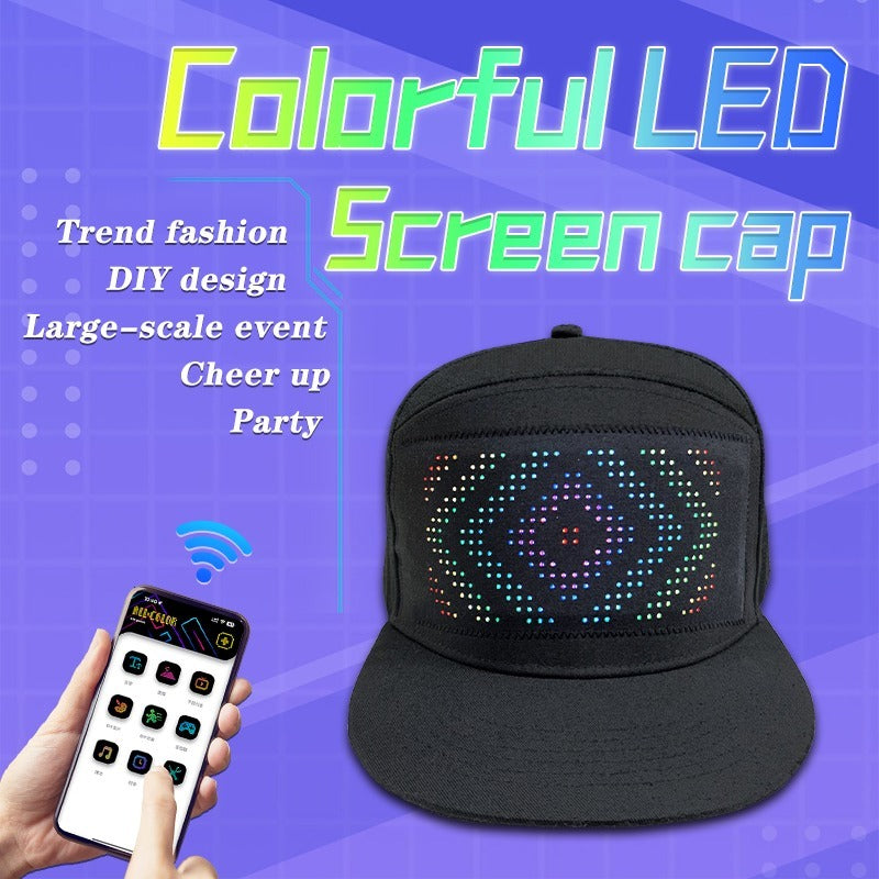 App-gesteuerte LED-Kappe Bluetooth Vollfarbdisplay Nachricht Wiederaufladbarer Hut Cooles Partykostüm | HMZ-005