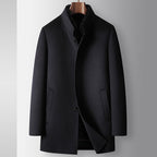 Benji Men's Wool Blend Overcoat with Detachable Rabbit Fur Lining | Winter Business Casual Topcoat for Men | Thick Mid-Length Wool Jacket| SDN682