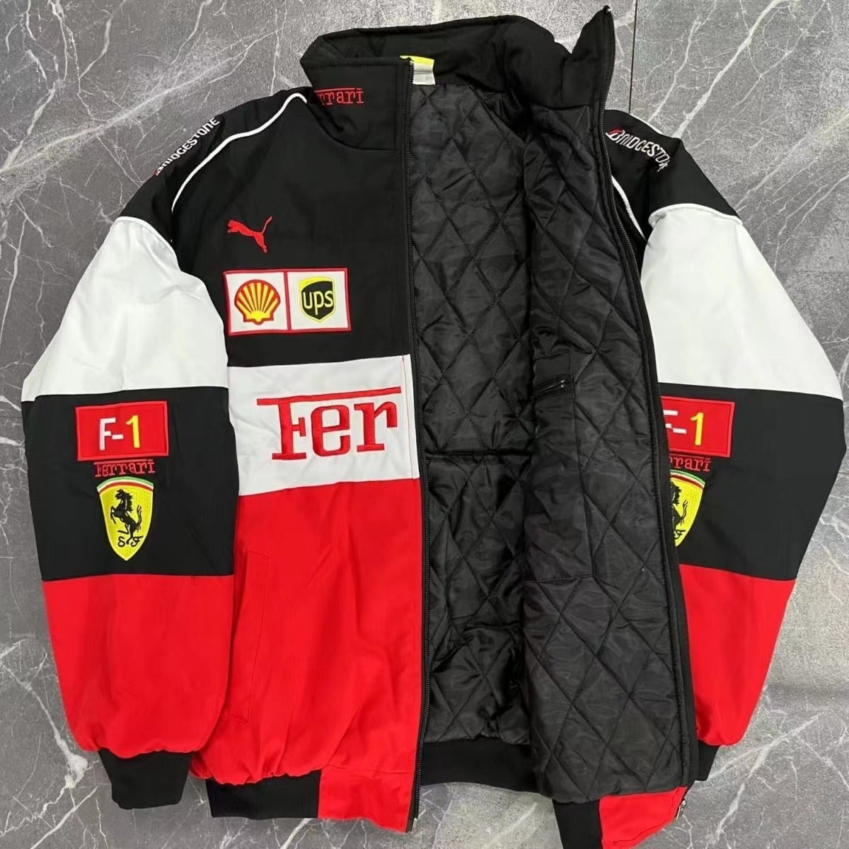 F1 Ferrari bestickte Rennanzugjacke im Retro-Stil, Motorradjacke für Frühling und Herbst | AL776286320703 