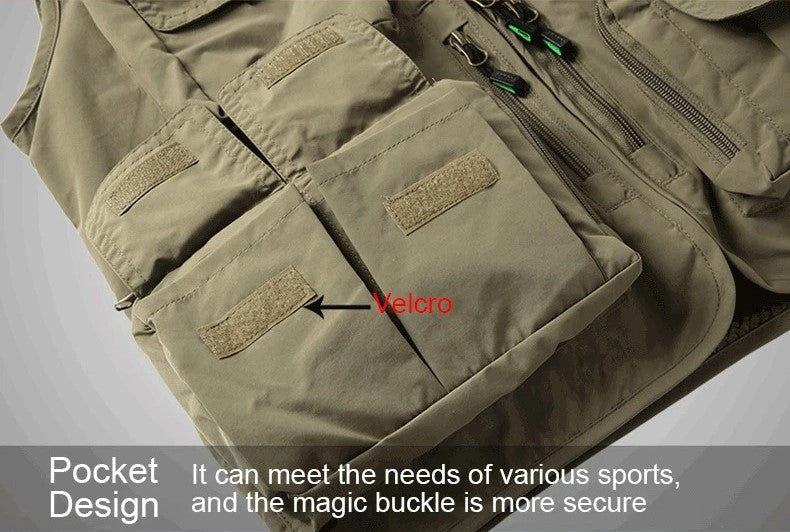 Herren Multi Taschen Cargo Weste Angeln Pullover Für Klettern Camping Wandern Sommer Weste Top 