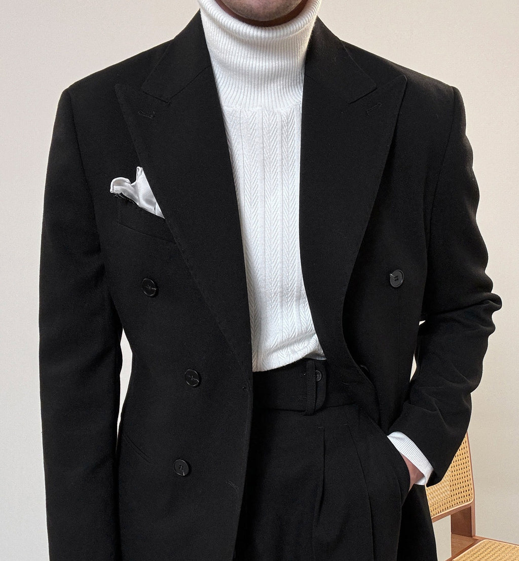 Hochwertiger italienischer zweireihiger Herrenanzug mit Reverskragen, leger, formell, 2-teilig, Anzugjacke und Hose | JSN692 