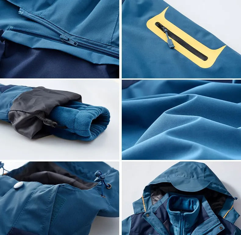 Unisex Wintersport Wandern Bergfüllung Baumwolle Polarfleece Drei-in-Eins Outdoor Wanderjacke | 