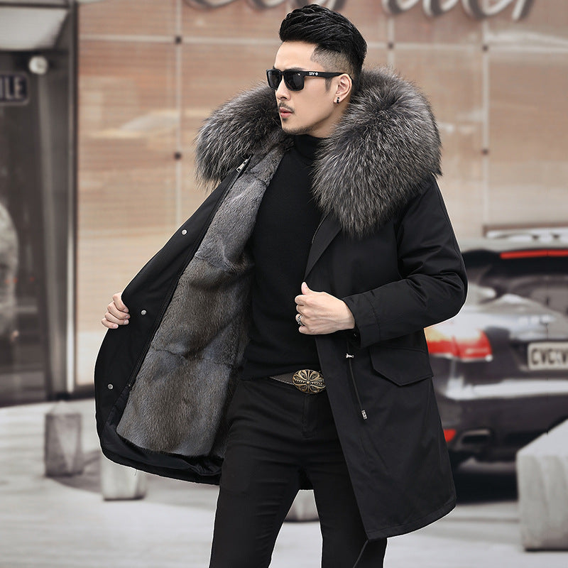 Snow Lotus Men's Mink Fur Parka 2025 Winter Detachable Mink Lining Long Coat Luxury Slim-Fit Fur-Trimmed Jacket | 215